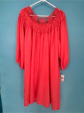 Justify Coral Dress with Crochet Yoke